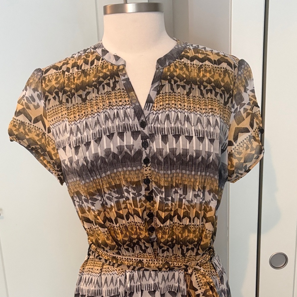 Robert Louis geometric print dress NWT work to evening ready - Picture 2 of 6